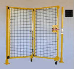 2x2 Mesh Left Hand Bi-Fold Out Gate with Dark Green Weld Screen