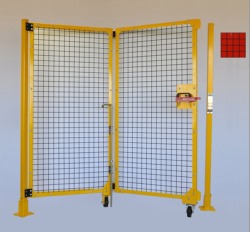 2x2 Mesh Left Hand Bi-Fold Out Gate with Red Weld Screen