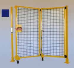 2x2 Mesh Right Hand Bi-Fold Out Gate with Blue Weld Screen