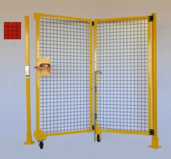 2x2 Mesh Right Hand Bi-Fold Out Gate with Red Weld Screen