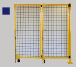 2x2 Mesh Right Hand Bi-Fold 2 Drop Pin Gate with Blue Weld Screen