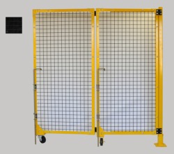 2x2 Mesh Right Hand Bi-Fold 2 Drop Pin Gate with Dark Green Weld Screen