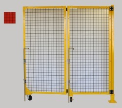 2x2 Mesh Right Hand Bi-Fold 2 Drop Pin Gate with Red Weld Screen