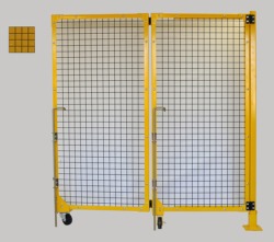 2x2 Mesh Right Hand Bi-Fold 2 Drop Pin Gate with Yellow Weld Screen