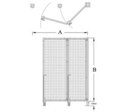 2x2 Mesh Right Hand Bi-Fold 2 Drop Pin Gate Dimensions